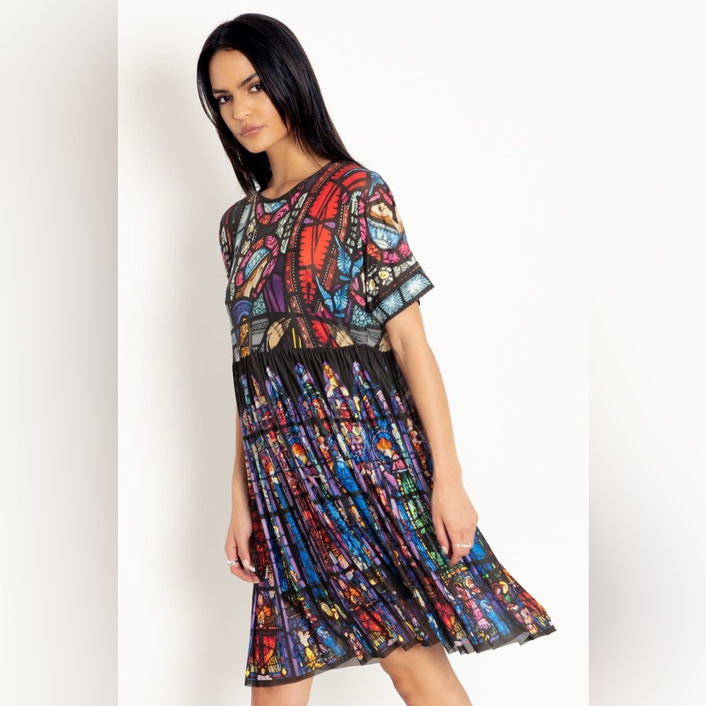 Blackmilk Adoration Of The Sacred Heart Sheer Smock Dress Stained Glass XL - Picture 4 of 11